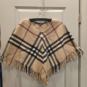 Burberry Tan and Red Plaid Poncho